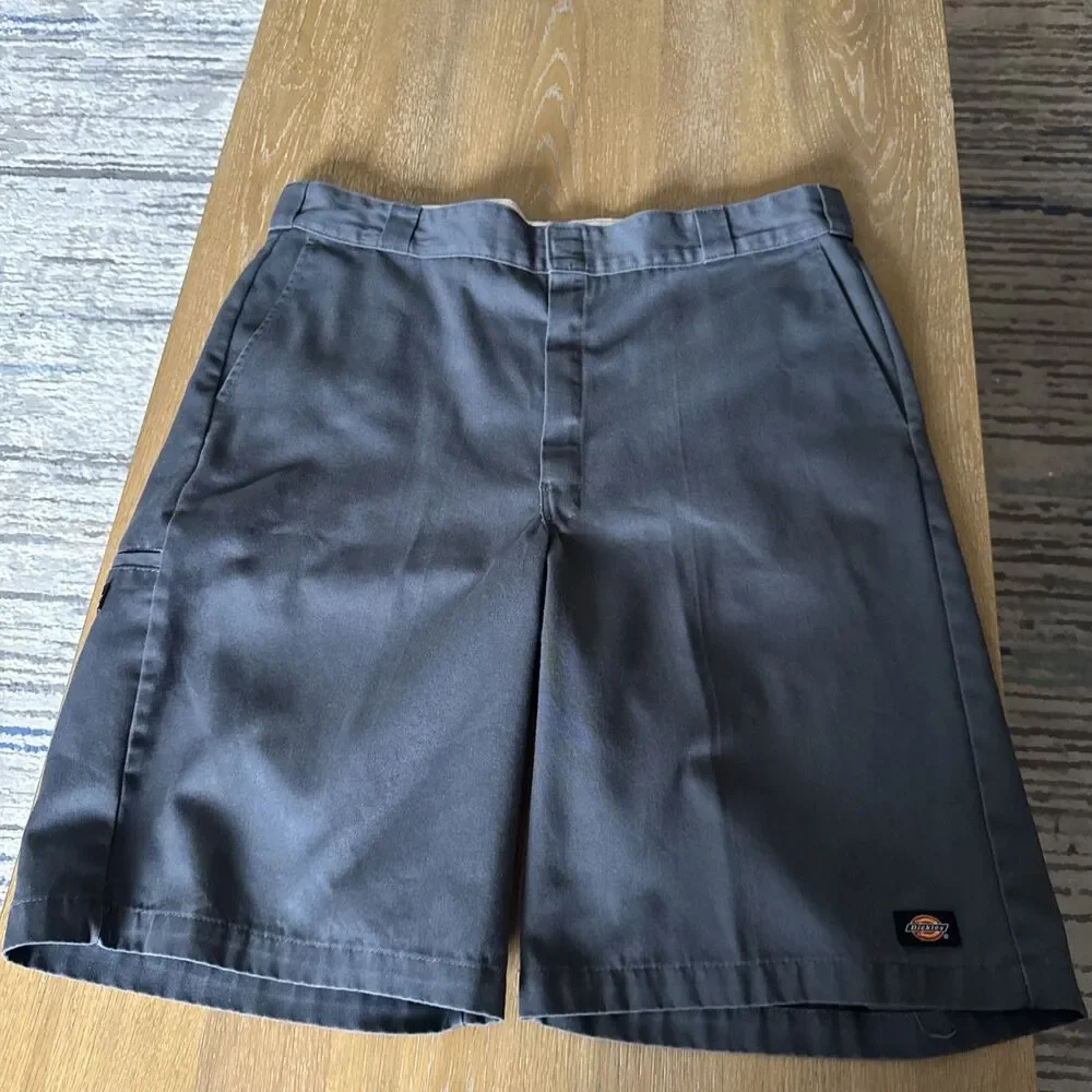Rare Vintage Dickies Elite Metal Clasp Work Shorts Dark Grey Sz 40X12 Very Clea